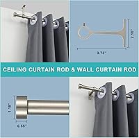 Vista 3 de Paquete de 2 barras de cortina para ventanas de 48-84 pulgadas, barras de cortina de ventana ajustables con remates de tapa final de aluminio