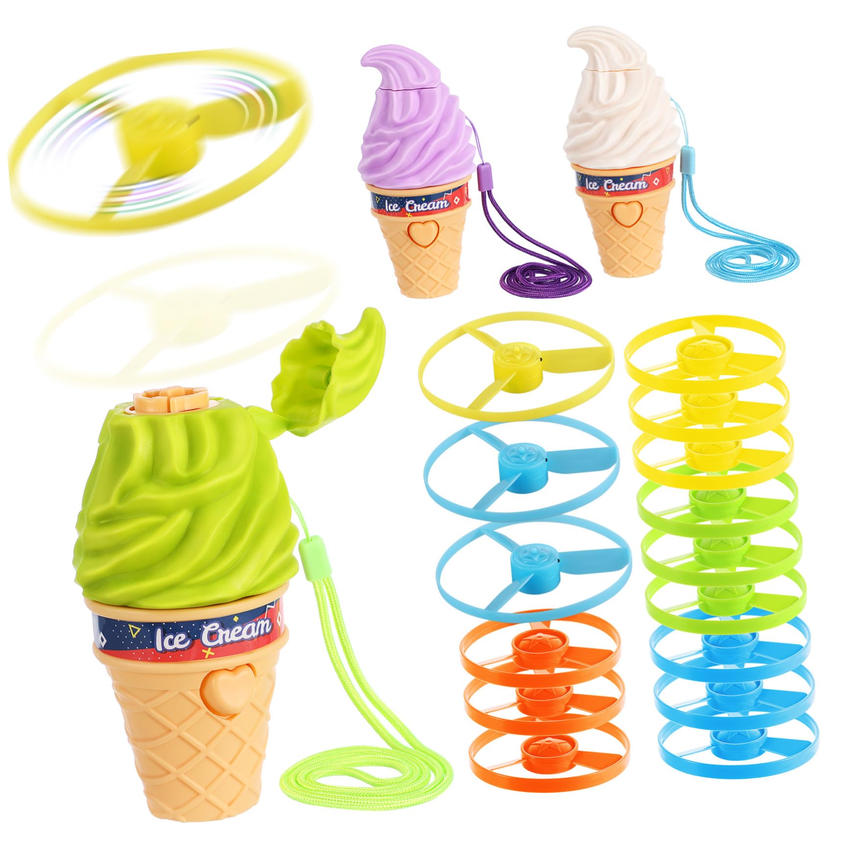 Toyvian 3Pcs Flying Disc Lightweight Ice Saucer Launcher for Outdoor Games Party Favors Creative Play and Easy to Use