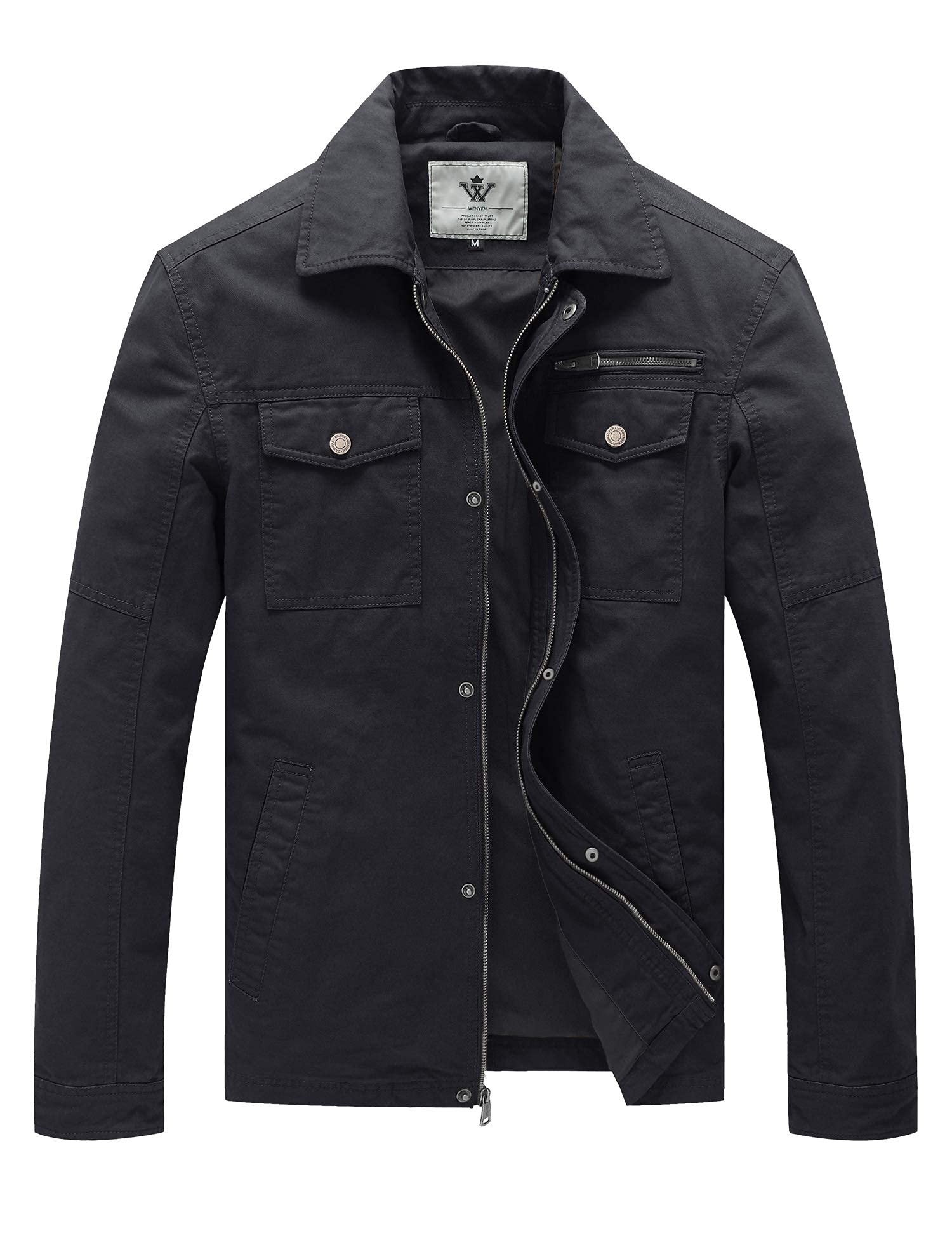 Men's Casual Canvas Cotton Military Lapel Jacket