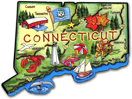 Connecticut State Decowood Jumbo - Imán de madera para nevera 3