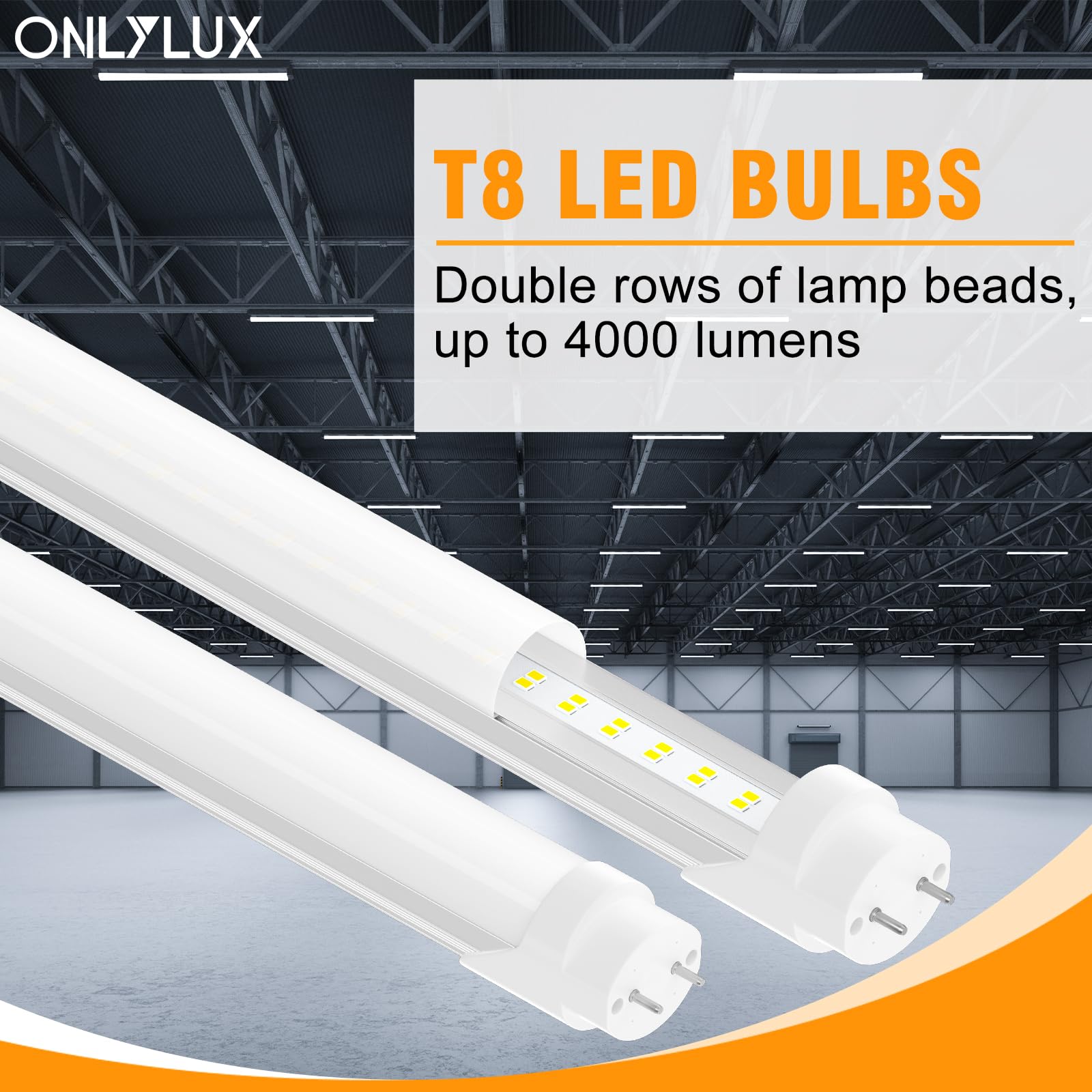 ONLYLUX T8 Led Bulbs 4 Foot, 24-Pack 28W 4000Lm Daylight