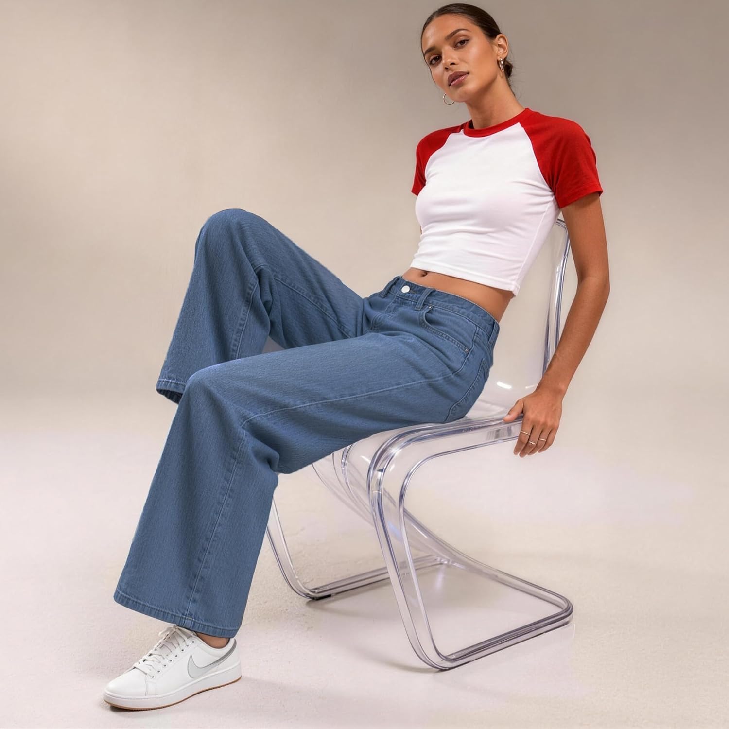 Low Rise Baggy Jeans for Women Trendy Wide Leg Loose Fit Denim Pants Y2K Stretchy Jeans - Image 6