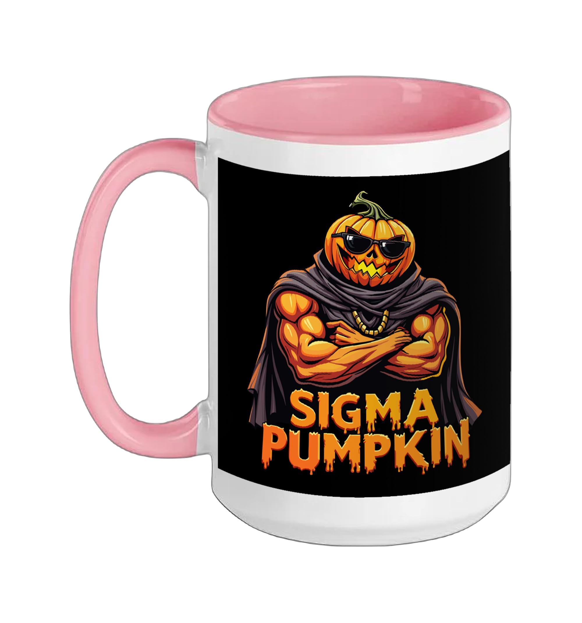 Ceramic Mug, Pink/White, 15oz