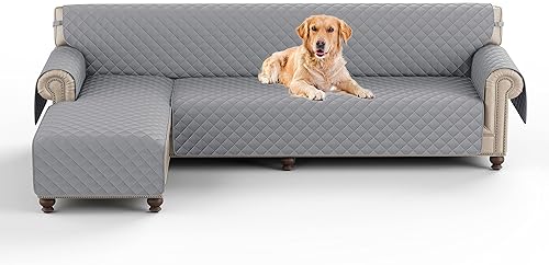 Miniatura 7 de MIFXIN Funda para sofá seccional 1 pieza reversible impermeable en forma de L funda protectora de muebles para niños perros gatos con correas