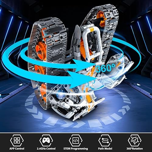 Miniatura 6 de HOGOKIDS Juego de construcción STEM 5 en 1 con luz LED  APP y kit de juguetes de construcción de coches con control remoto, robot a control remoto,
