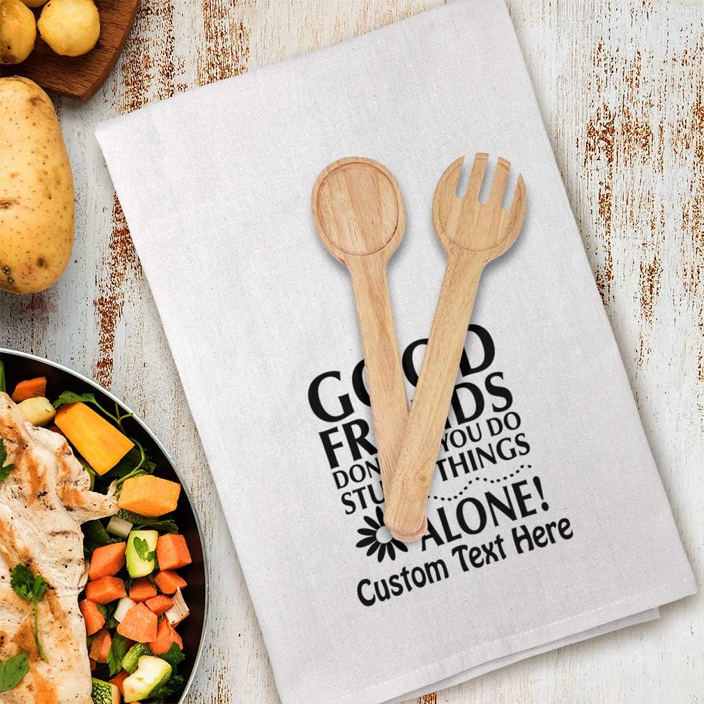 Custom Decor Flour Kitchen Towels Good Friends Don't Let You Do Stupid Things Alone A Inspiration & Motivation Friendship Cleaning Supplies Dish Towels Personalized Text Here