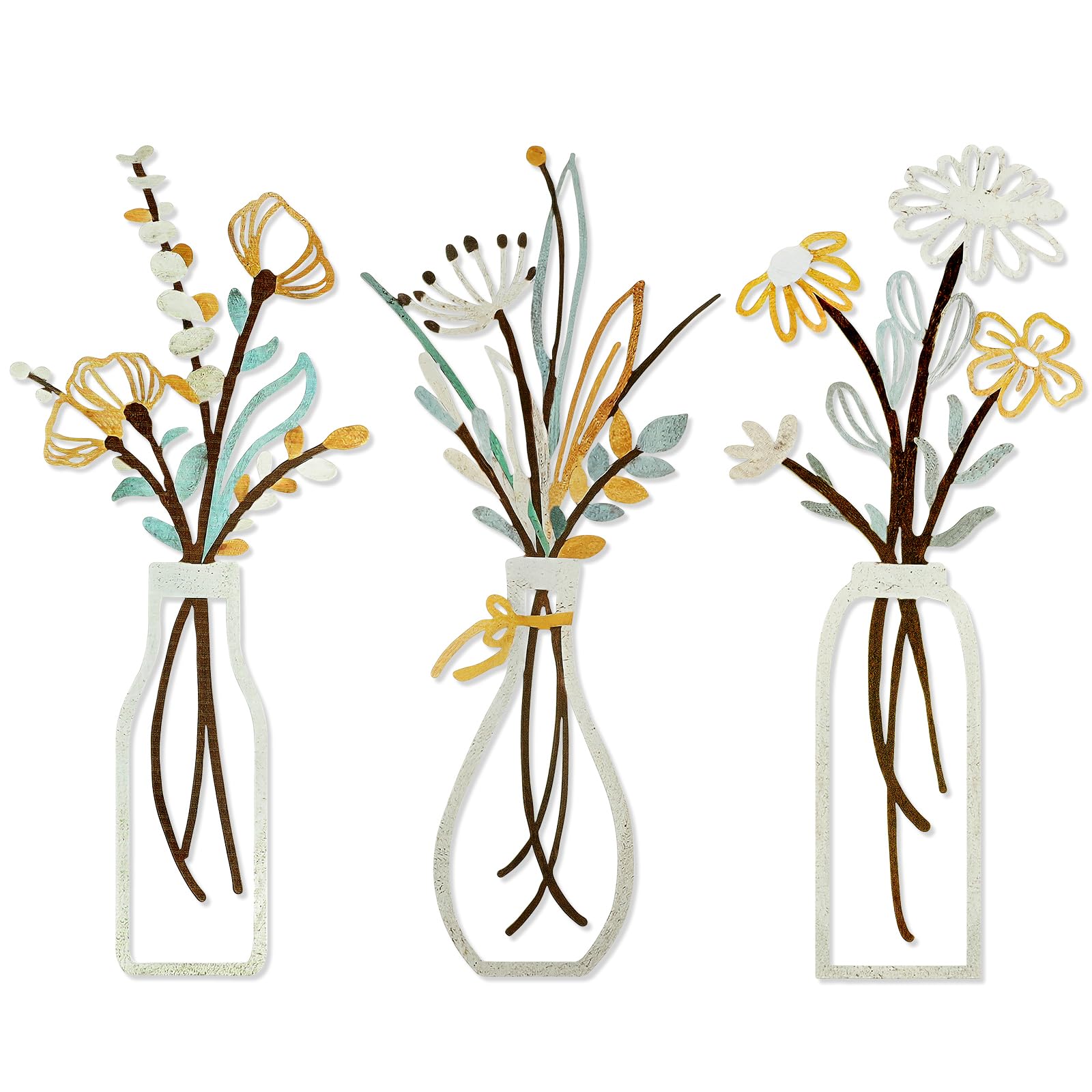 3 Piezas Flores Metalicas Decoracion Decoración Minimalista de Metal Dorado Metal Decorativo de Pared Moderno para el Dormitorio de la Sala de Estar en el Hogar