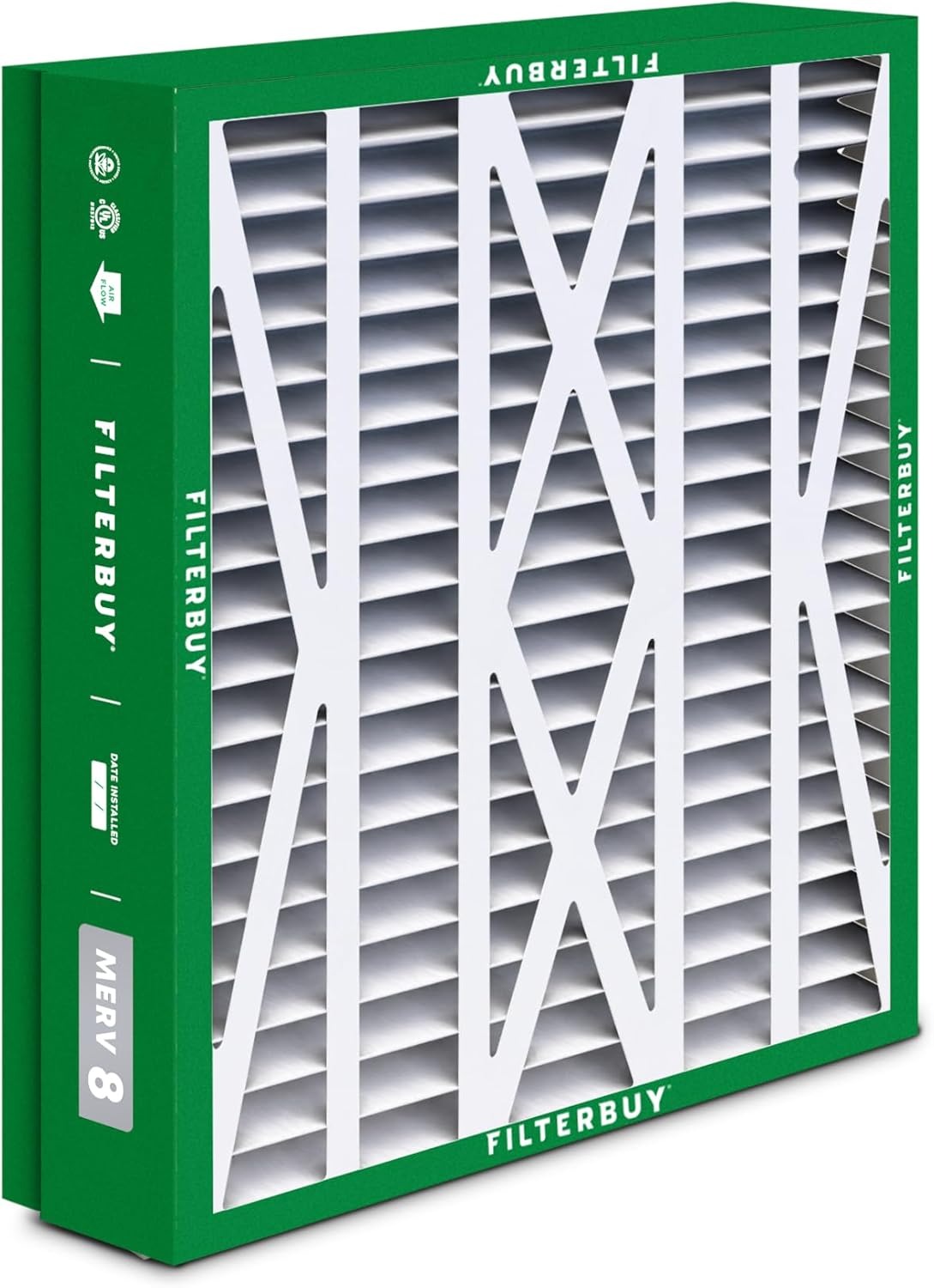Filterbuy 21x21.5x5 Air Filter MERV 8 Essential Dust & Allergy Defense (1-Pack), Pleated HVAC AC Furnace Filters for Trane Perfect Fit & American Standard (Actual Size: 20.00 x 21.09 x 4.97)