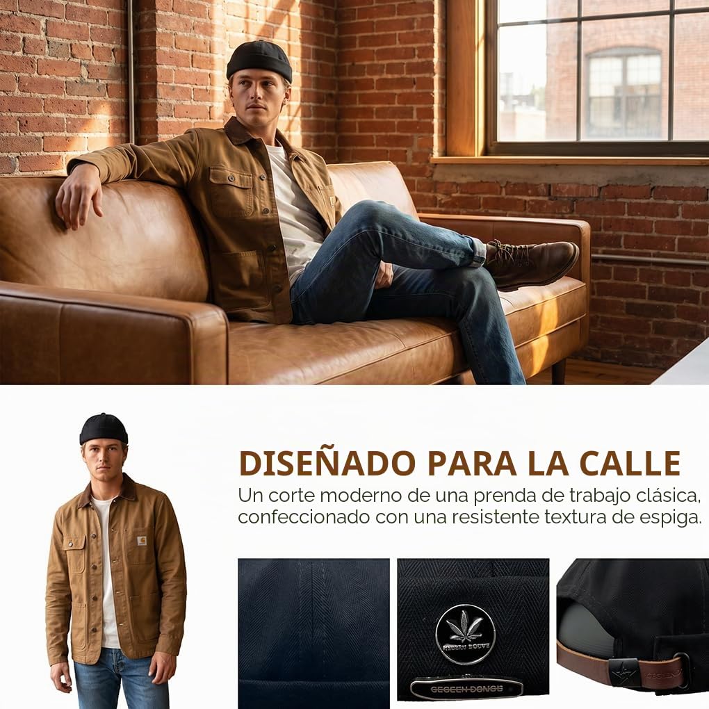 YAMEE Gorra Docker Hombre Docker Hat Mujer Beanie | Gorra de Trabajo Sombrero Docker para Hombre | Gorros portuarios Gorro Estibador Redondo Talla única (56-58cm)