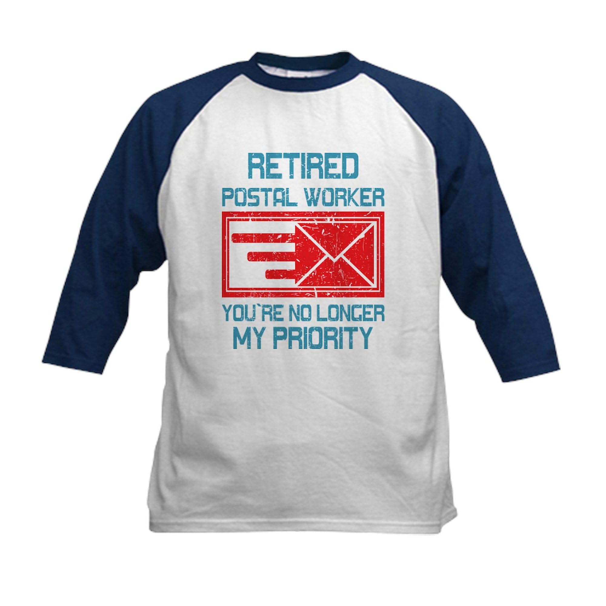 CafePress Retired Postal Worker Graphic: You Baseball Jersey Kids Cotton Baseball Jersey, 3/4 Raglan Sleeve Shirt Navy/White