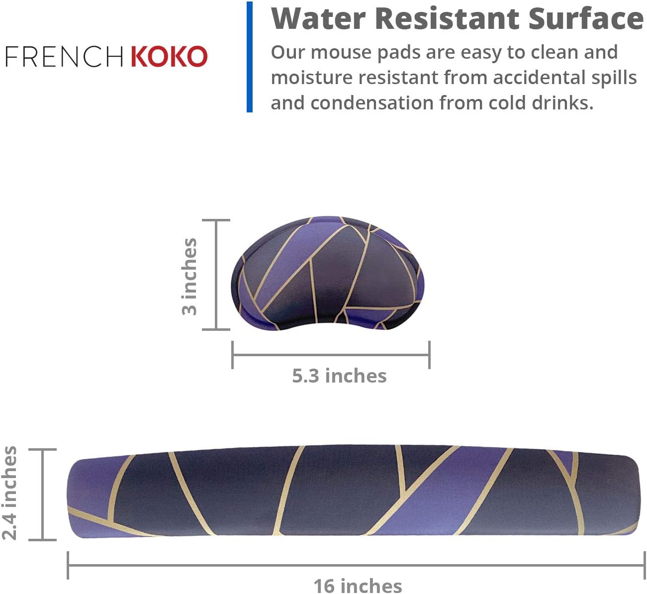 French Koko Keyboard and Mouse Wrist Rest Support Superior Arm Wrist Pad Comfort Gel Memory Foam Desk Home Office School Computer Laptop Mac Pc Cute Comfortable Ergonomic (Classic Dark)