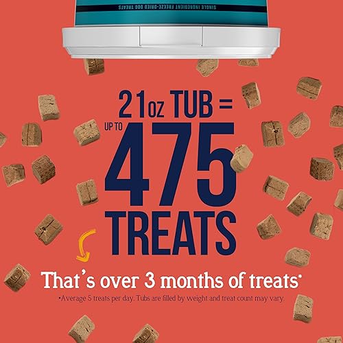 Vista 3 de Golosinas de hígado de res para perros Stewart, 21 oz, ~475 piezas, liofilizadas crudas, de un solo ingrediente, con 50% de proteína