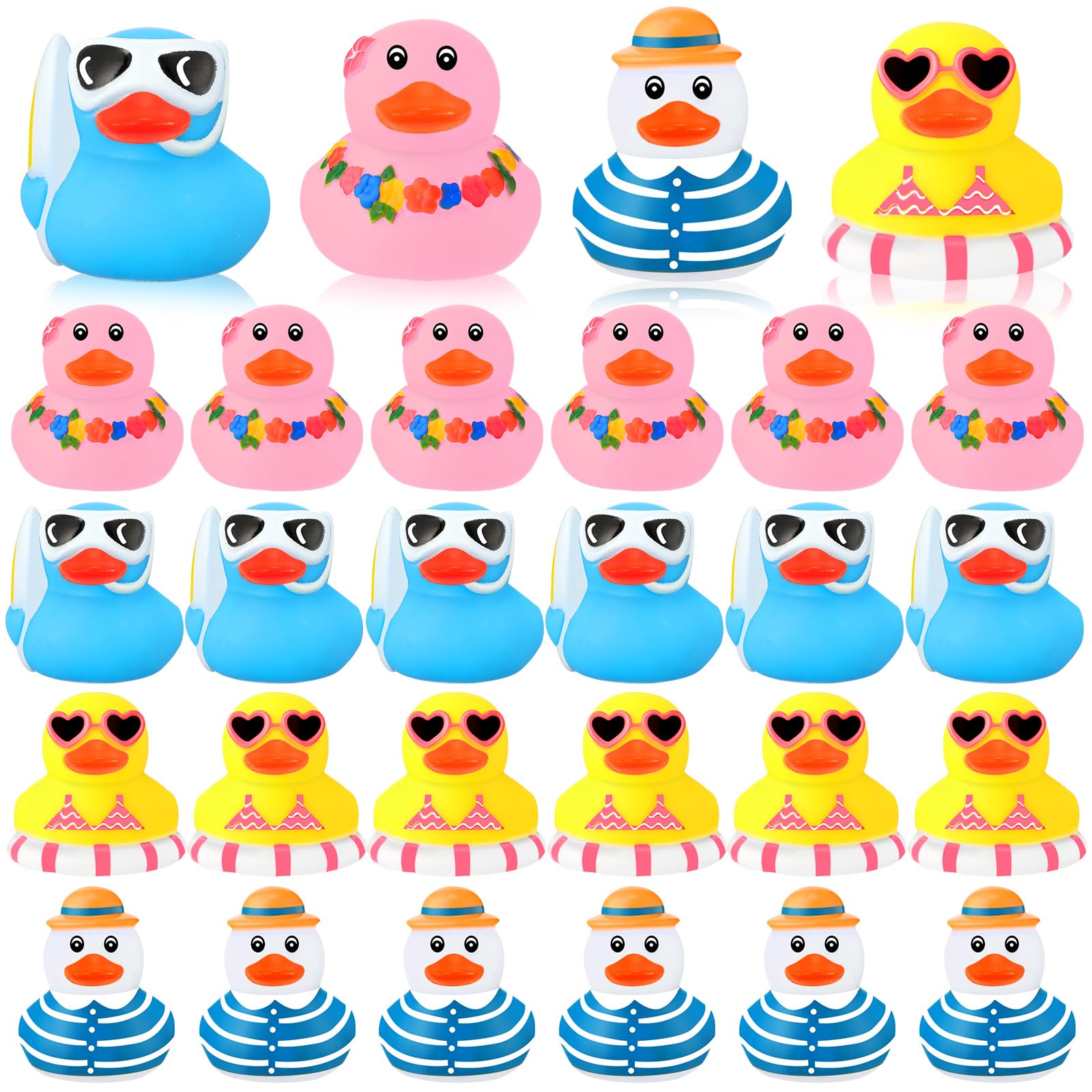 Honoson 36 Pcs Summer Beach Rubber Duckies Mini Rubber Duck Bath Toys Funny Float Bathtub Squeaky Ducky for Summer Pool Water Activity Baby Shower Classroom Birthday Party Favors(Vibrant Colors)