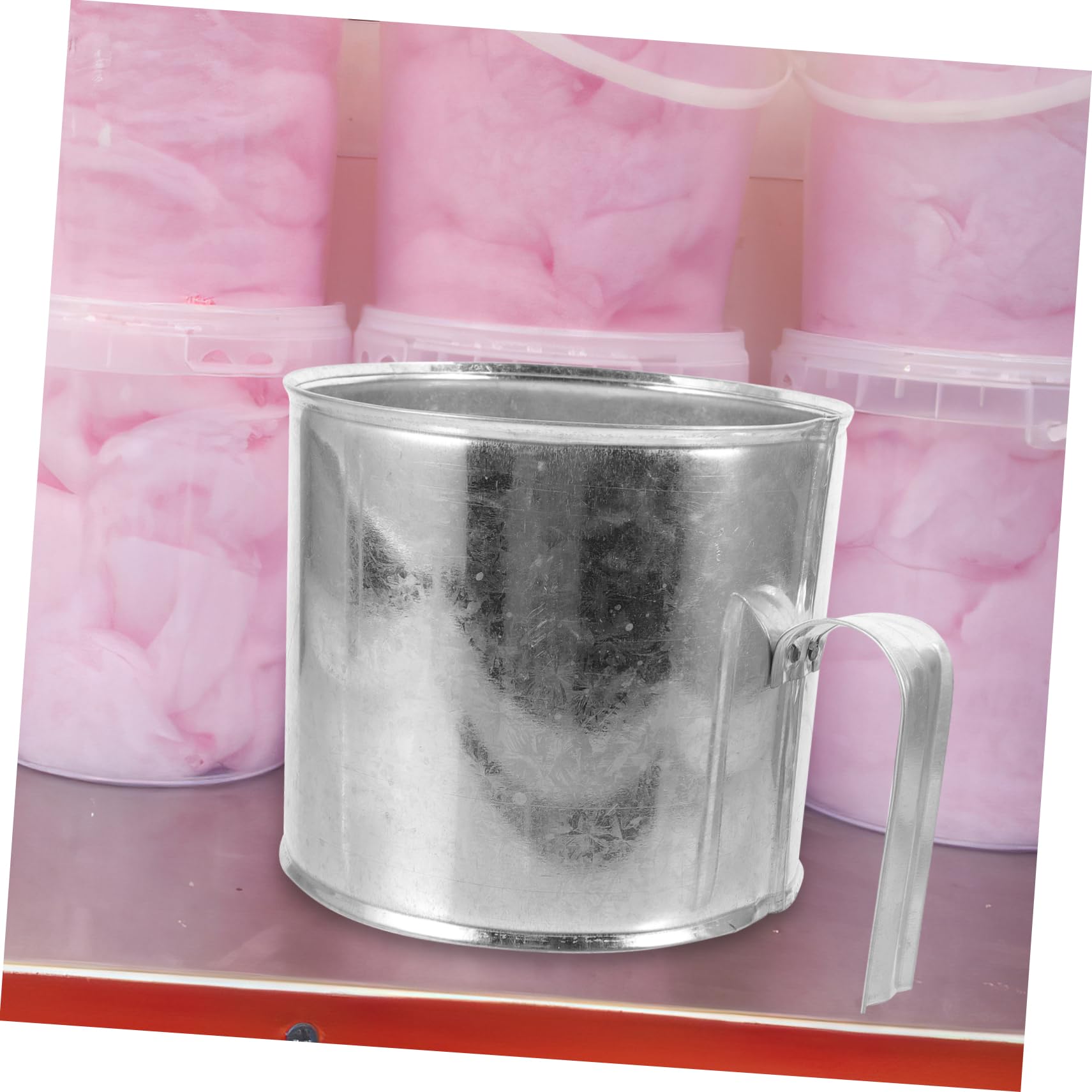 Cabilock Cotton Candy Packaging Supply Metal Bucket Thickened Ring Cotton Candy Bulk Easy Storage Transport