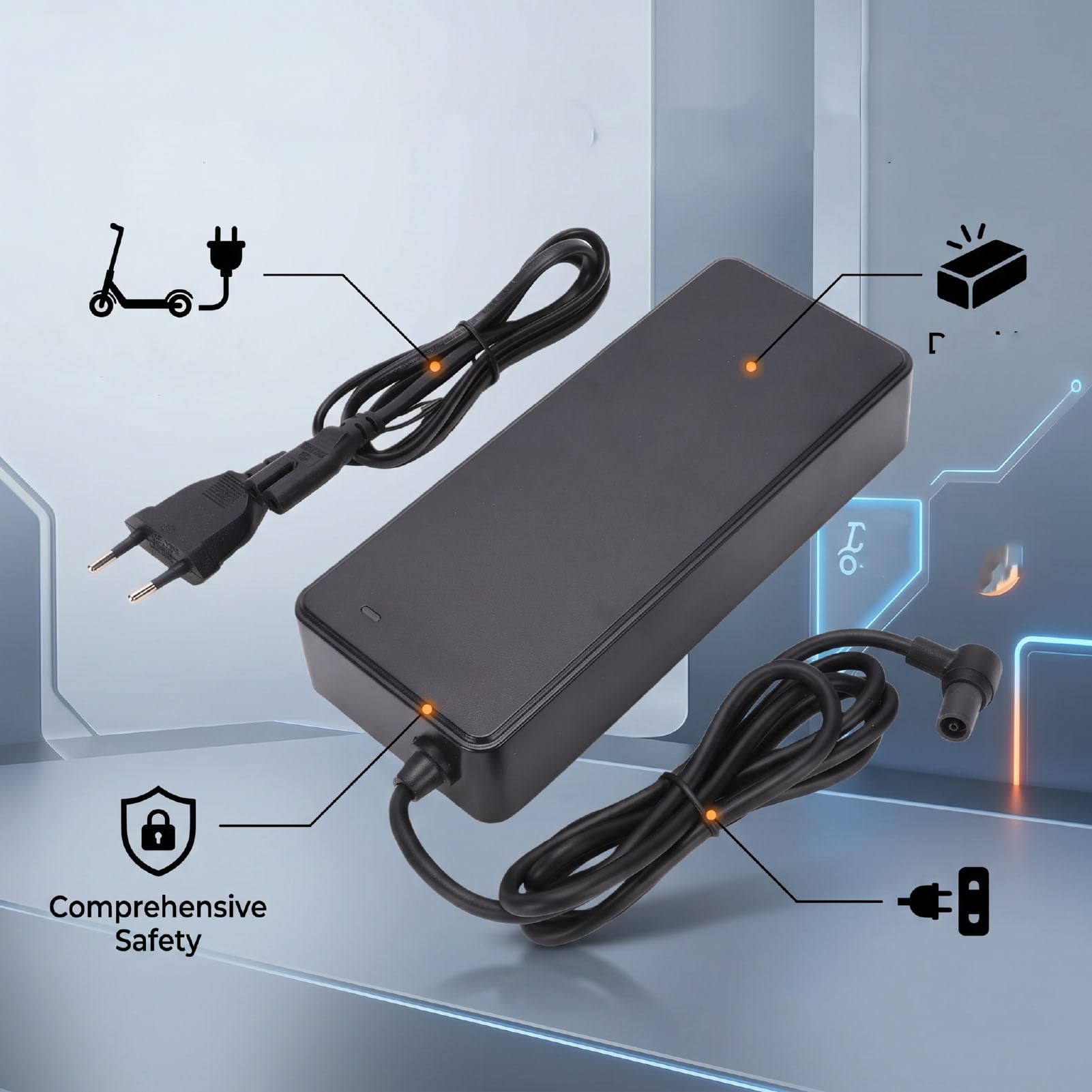 Annadue Cargador de Scooter Eléctrico Mi4 Ultra, Adaptador de Corriente de Repuesto Rápido de 2,3 A con Plug and Play, Carcasa A Prueba de Altas Temperaturas, Protección contra Cortocircuitos contra