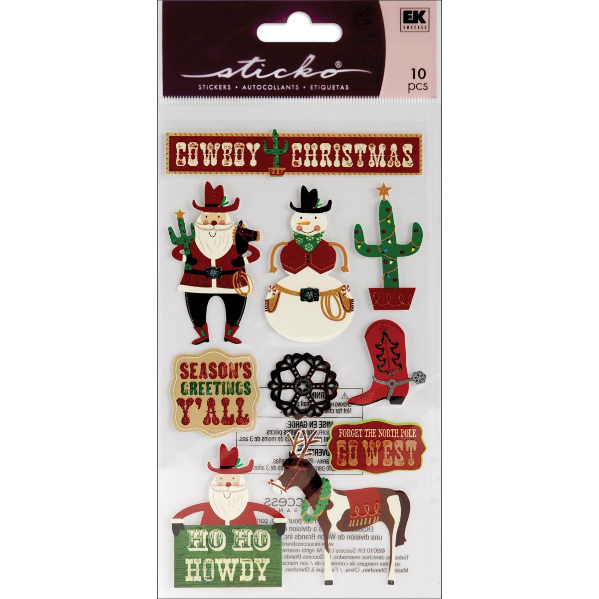 Stickers Cowboy de Noël Sticko pour décoration de cartes de vœux