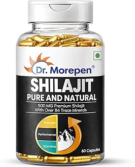 DR. MOREPEN Shilajit Capsules | Pure Himalayan Shila jit Extract Vegan, Pure & Natural Consist of More Than 84 Minerals 60 Capsule Pack of 1