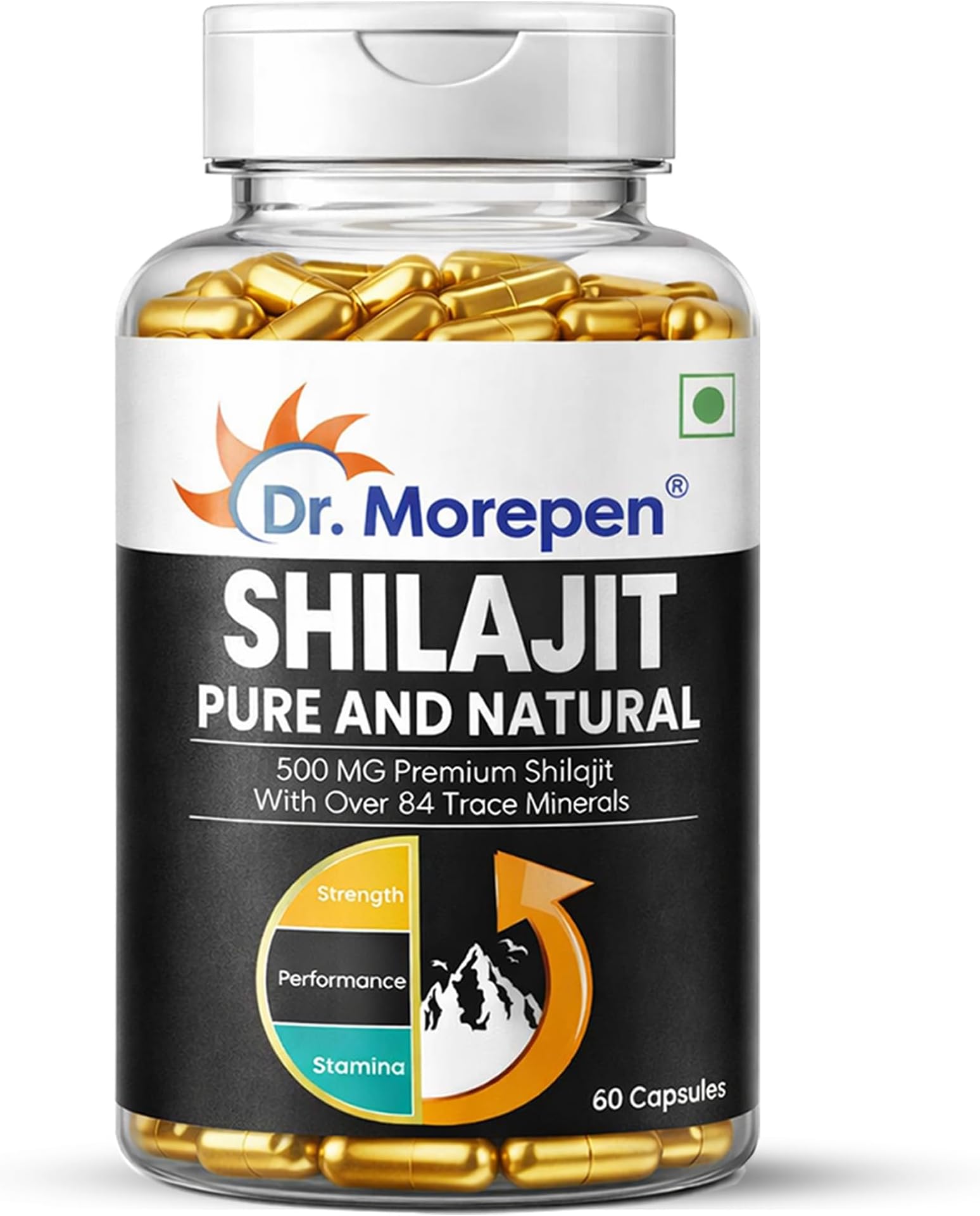 DR. MOREPEN Shilajit Capsules | Pure Himalayan Shila jit Extract Vegan, Pure & Natural Consist of More Than 84 Minerals 60 Capsule Pack of 1