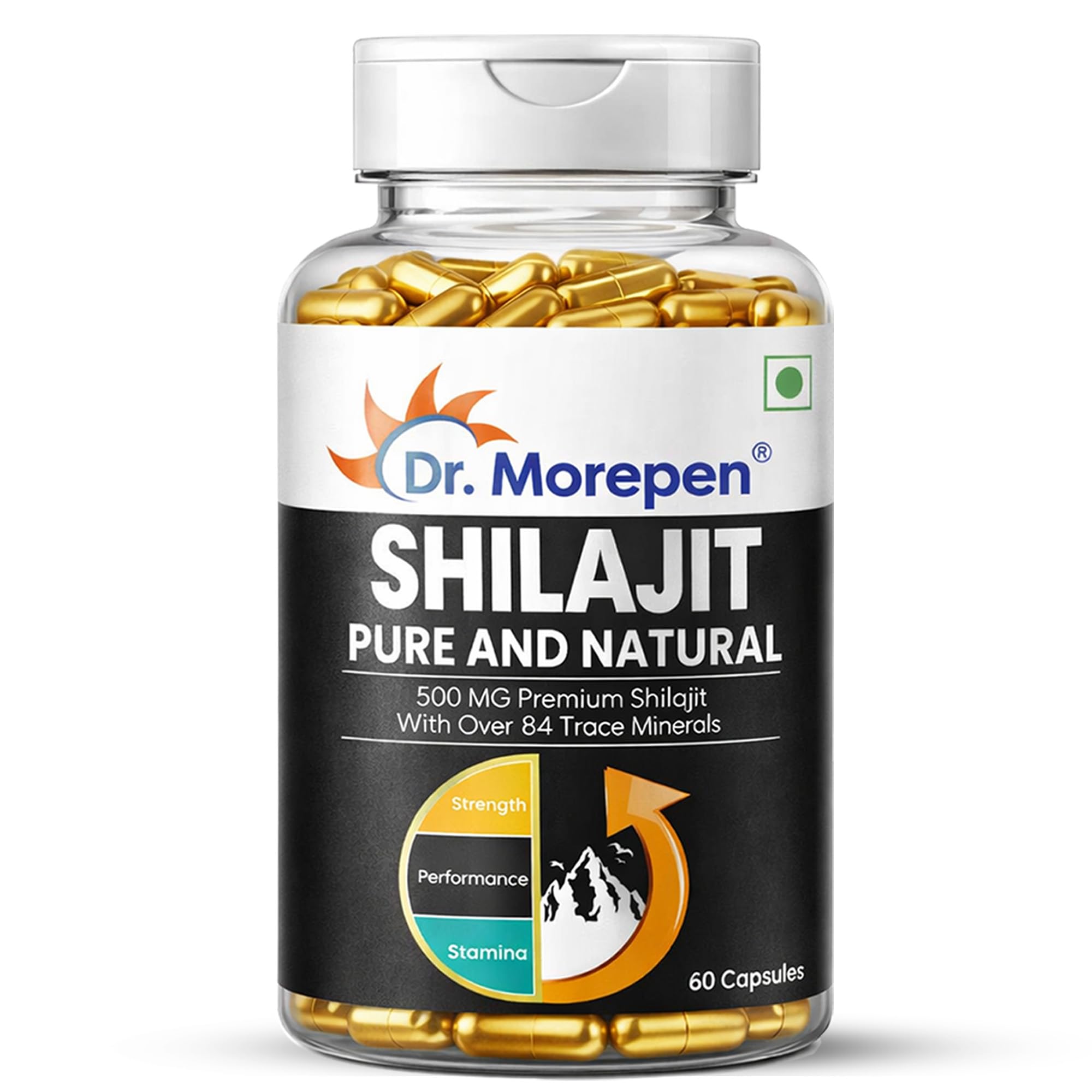 DR. MOREPEN Shilajit Capsules | Pure Himalayan Shila jit Extract Vegan, Pure & Natural Consist of More Than 84 Minerals 60 Capsule Pack of 1