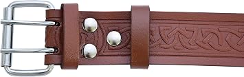 BBI LTD Scaffolding 2 Brown celtic Leather embossed Tool belt Utility Leather Kilt Belt (Brown)