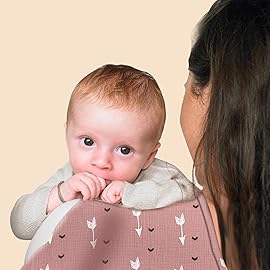 UHINOOS Nursing Cover for Mom Breastfeeding, Baby Privacy Nursing Covers Up Breathable Cotton with Ajustable Hoop for Mother (Pink)