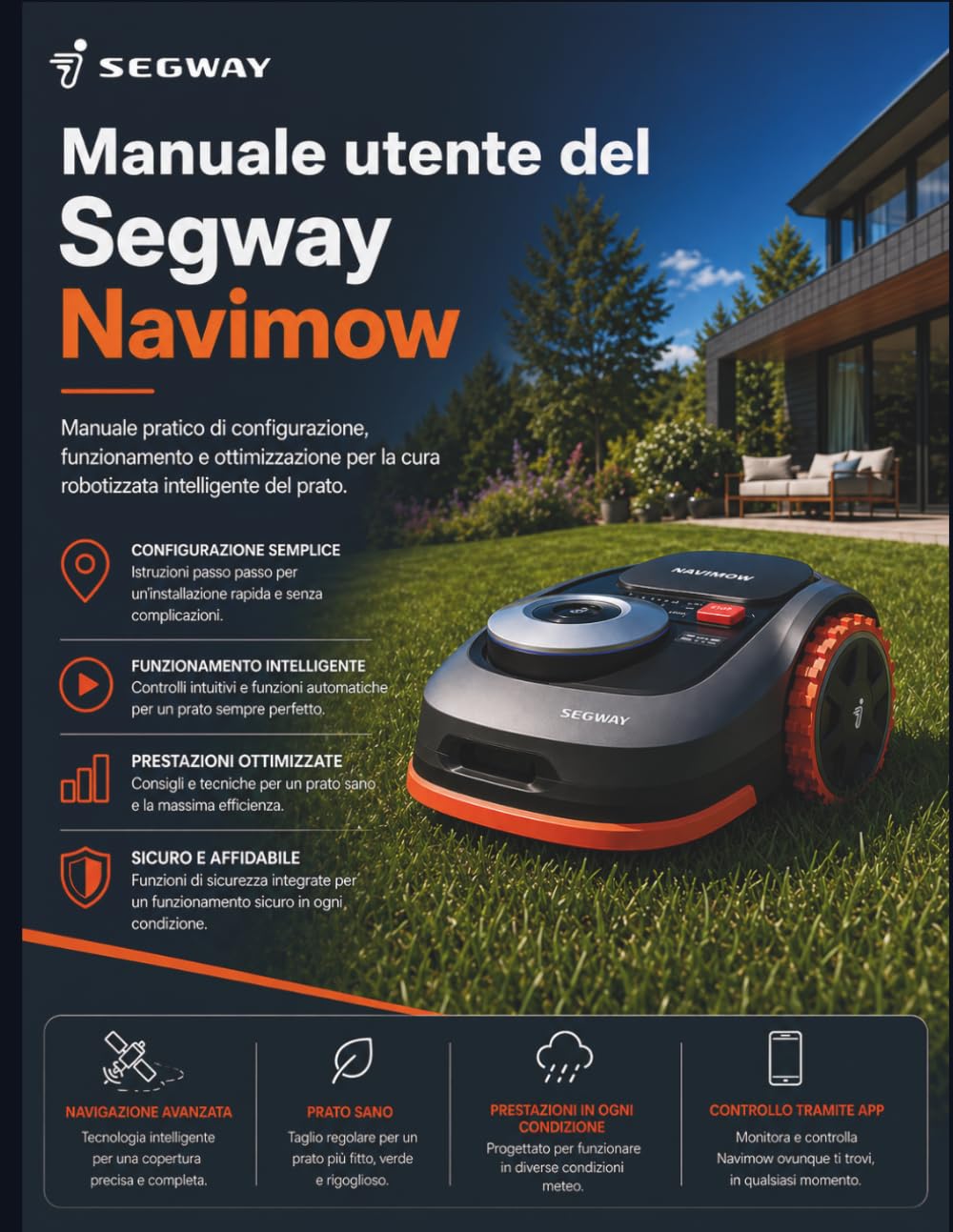 Manuale utente del Segway Navimow: Manuale pratico di configurazione, funzionamento e ottimizzazione per la cura robotizzata intelligente del prato.