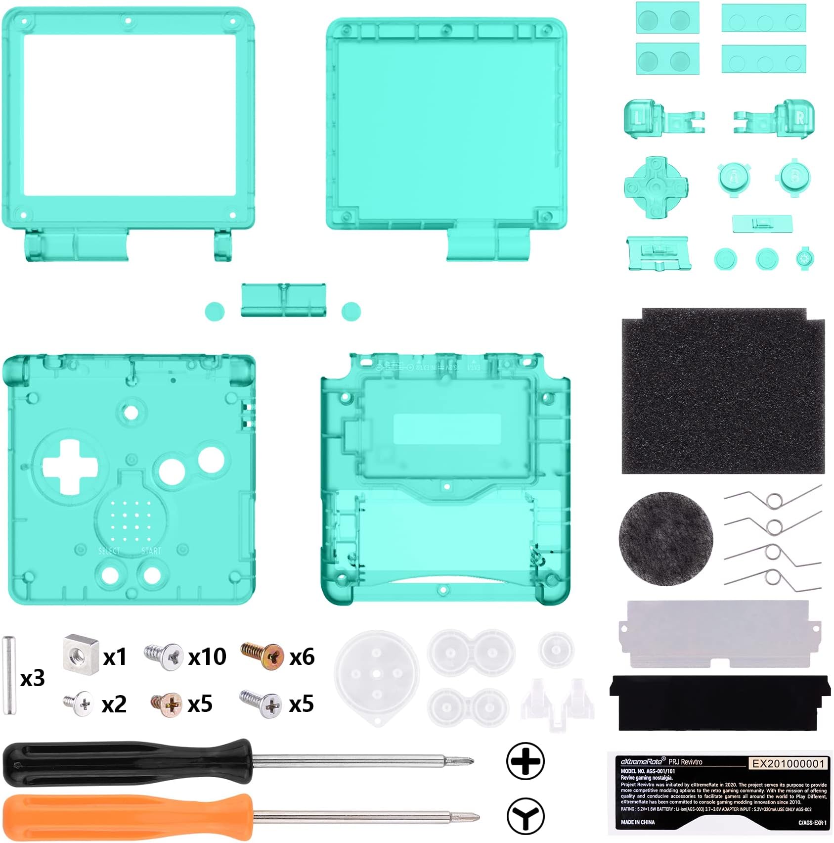 eXtremeRate Full Case for Nintendo Gameboy Advance SP, IPS Ready Upgraded Case & Button, Replacement Case Cover Shell Buttons for gba SP Console IPS & Standard LCD (NO Console & Board) - Clear Emerald