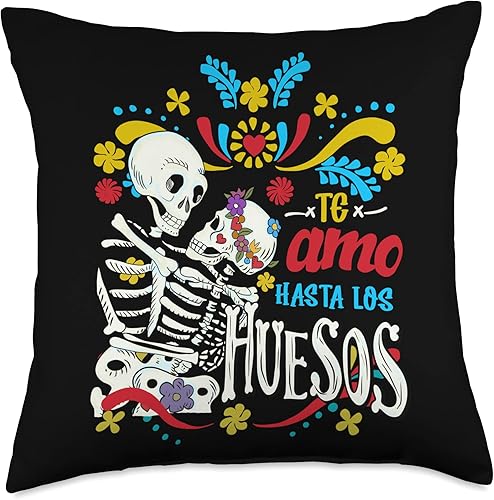 Miniatura 1 de Mexican Catrina Te amo Hasta Los huesos Beautiful Dia de Muertos, 18 x 18 pulgadas, multicolor