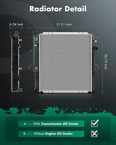 Vista 148 de SCITOO Reemplazo completo del radiador de aluminio para 1993-1998 para Toyota para T100 2.7L 3.0L 3.4L 2090 Radiador