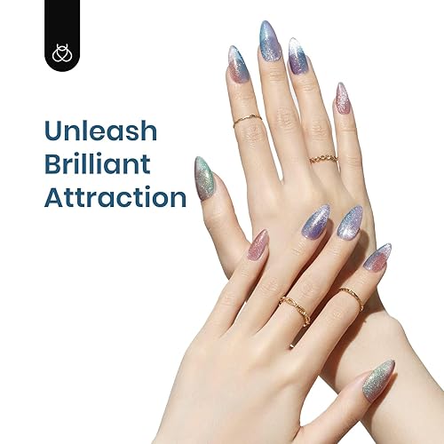 Miniatura 4 de Beetles - Kit de esmalte de uñas de gel holográfico con purpurina de ojo de gato con imán, serie Romantic Galaxy Series Soak Off, UV LED, juego de