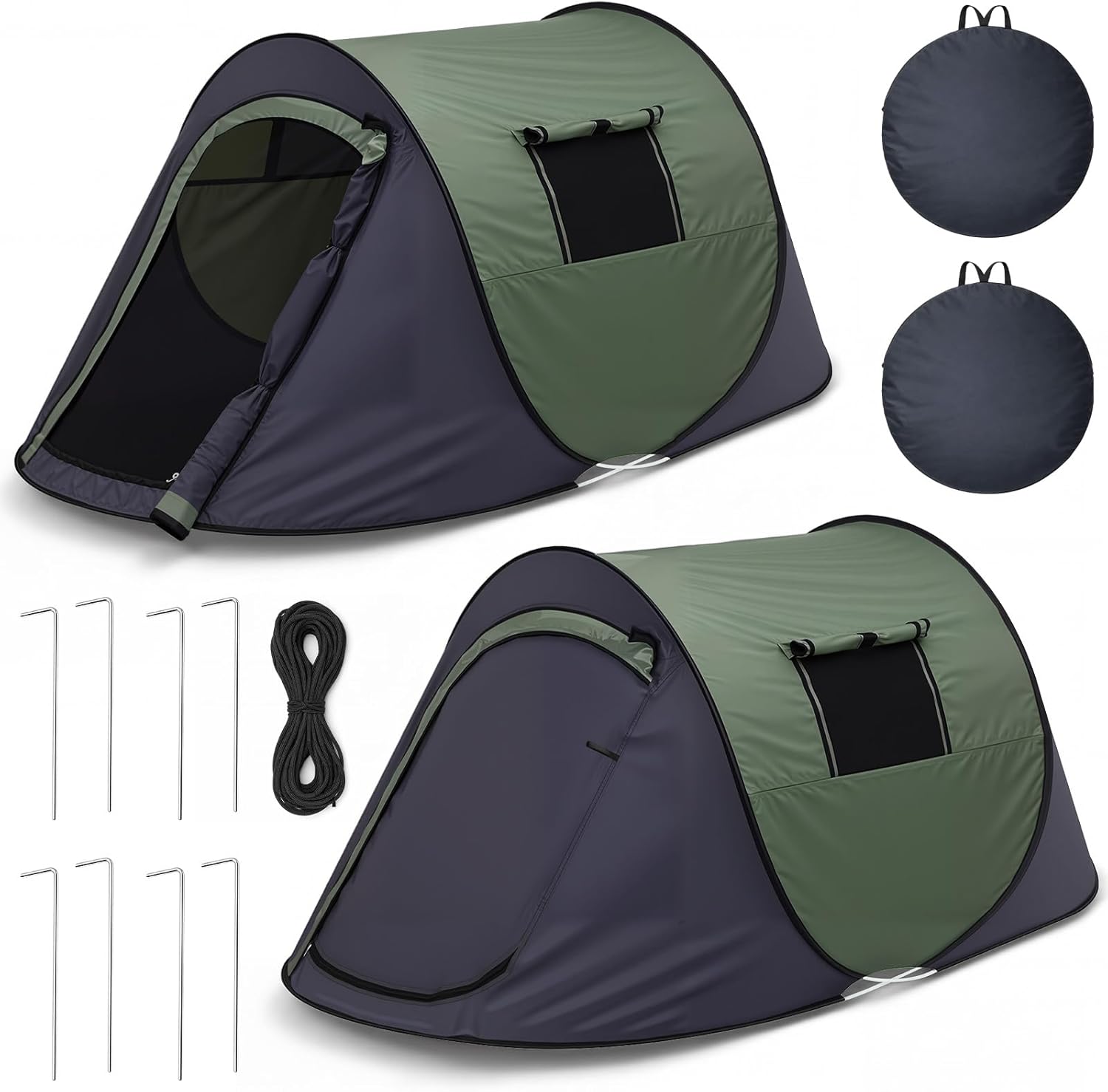 2 Pcs Pop-up Camping Tent, 1 Person Outdoor Camping Tent, Windproof, Easy Setup Portable with Carry Bag for Hiking Backpacking