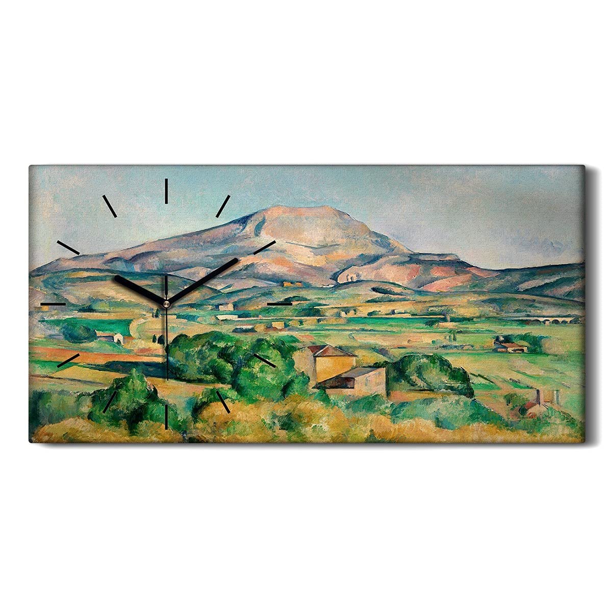 Décoration Horloge sur Toile Mont Sainte Victoire Art Mural Salon Moderne 60x30
