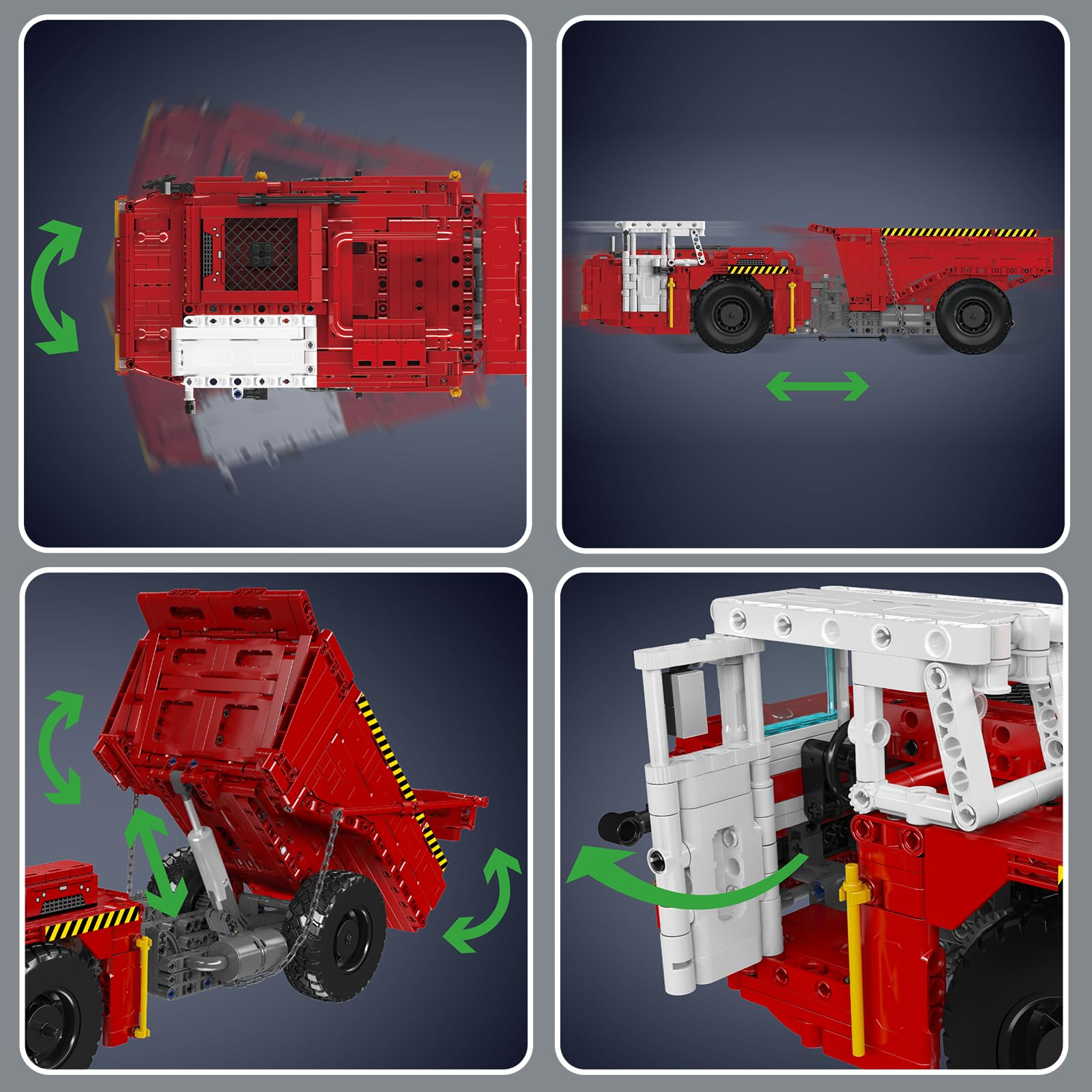 Mould King 17102 Technik Bergbau-Selbstentlader Baustein-Modell | MOC Elektrisch ferngesteuertes Baumaschinen-Bauset | APP Minen-Transport-LKW Technologie Klemmbausteine Bausatz（1730+ Teile）