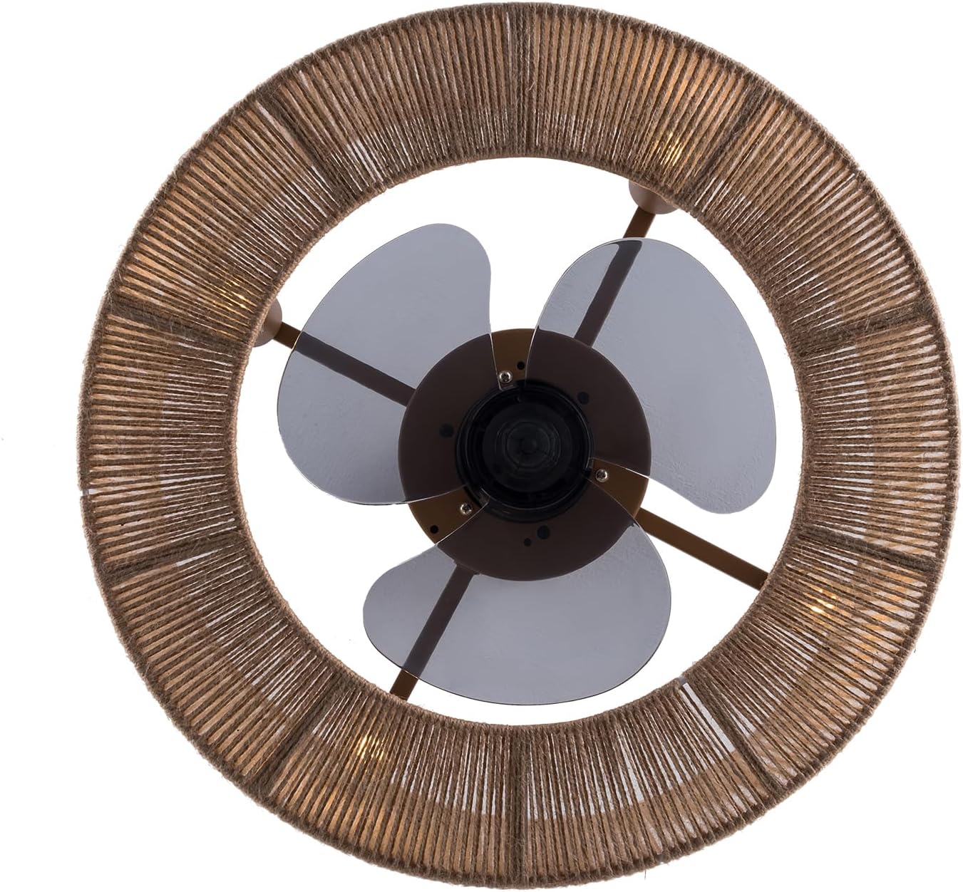 18 Indoor Ceiling Fan Chandelier Handcrafted Wood Color Nylon Thread Shade Lamp