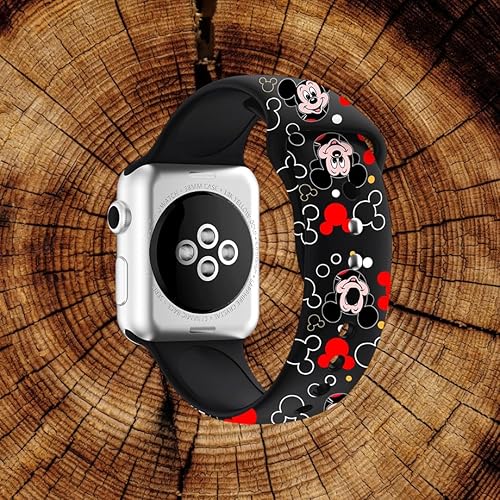 Vista 17 de Bandas temáticas de ratón de dibujos animados para Apple Watch, se adaptan a todas las series de iWatch, 1.496 in/1.575 in/1.654 in/1.732 in Negro