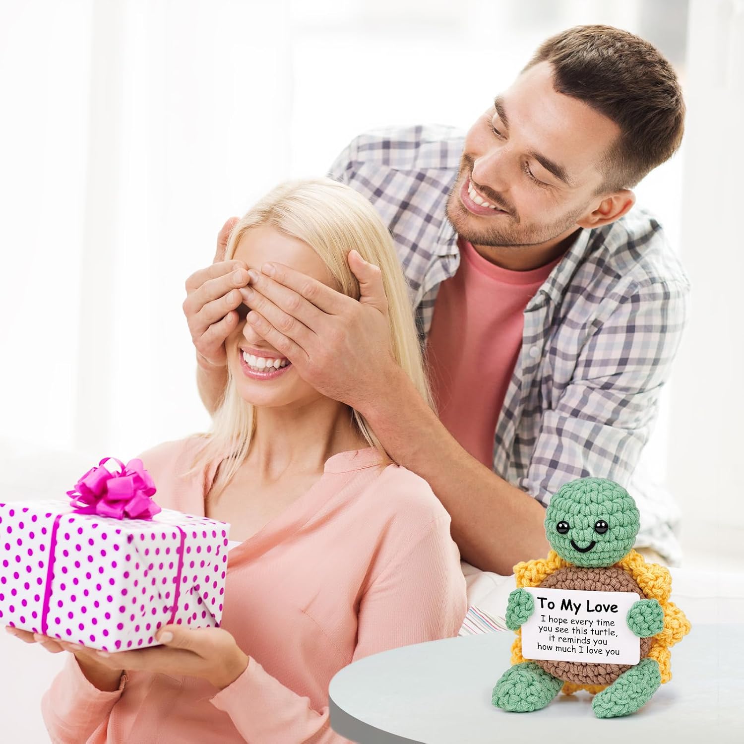 I Love You Gifts for Him Her, Handmade Crochet Turtle with Sunflower Shell, Cute Girlfriend Boyfriend Gift for Anniversary Valentines Christmas - Image 8