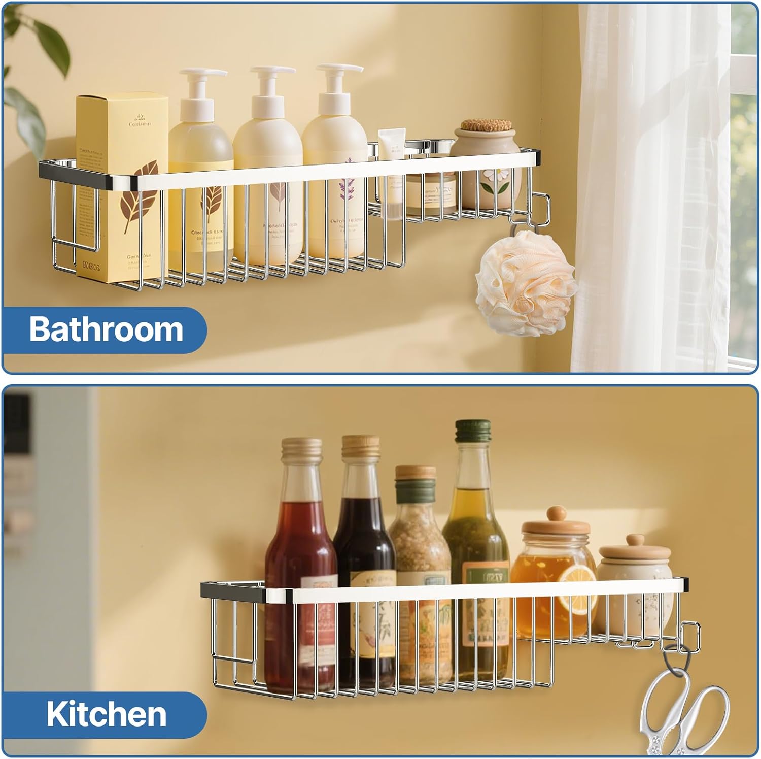 SB1001PC Wire Basket Wall Mount,Corner Shower Caddy Stainless Steel,Bathroom Shower Organizer Soap Caddy,Polished Finish