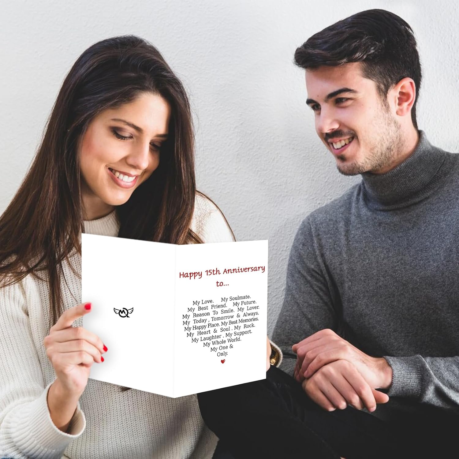 Happy 15 Years Anniversary Card for Him Her,Romantic 15th Wedding Gifts for Husband Wife,Sweet 15th Anniversary Card for Women Men Couple mq-120 image 4 of 6 B0DCYQYFMC