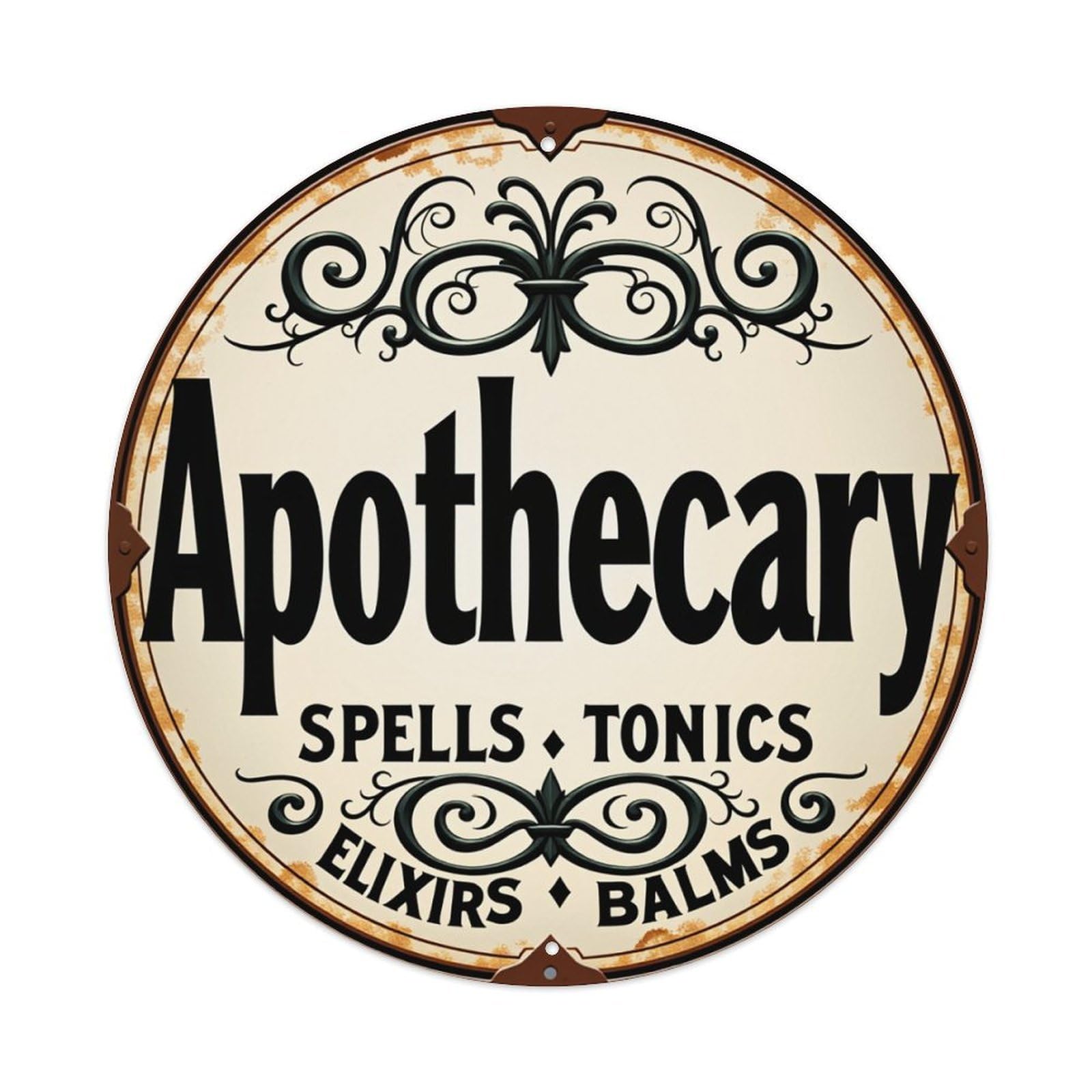 Apothecary Spells Tonics Elixirs Balms Metal Tin Sign Plaque