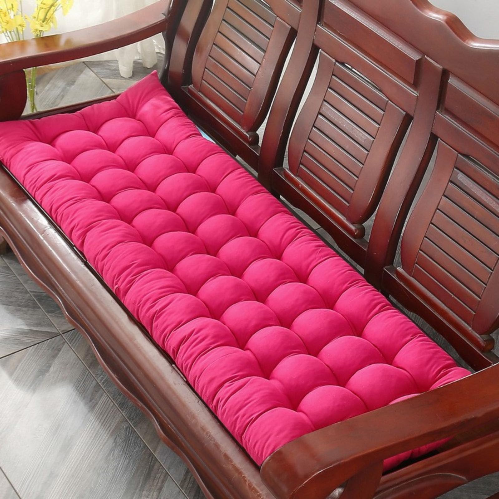 BangDon Garden Sunlounger Cushion Only Sun Lounger Padded Cushions Portable Thick Garden Recliner Chair Cushion Anti-slip with Secure Ties for Patio Pool Office (Rose red,100 * 45)