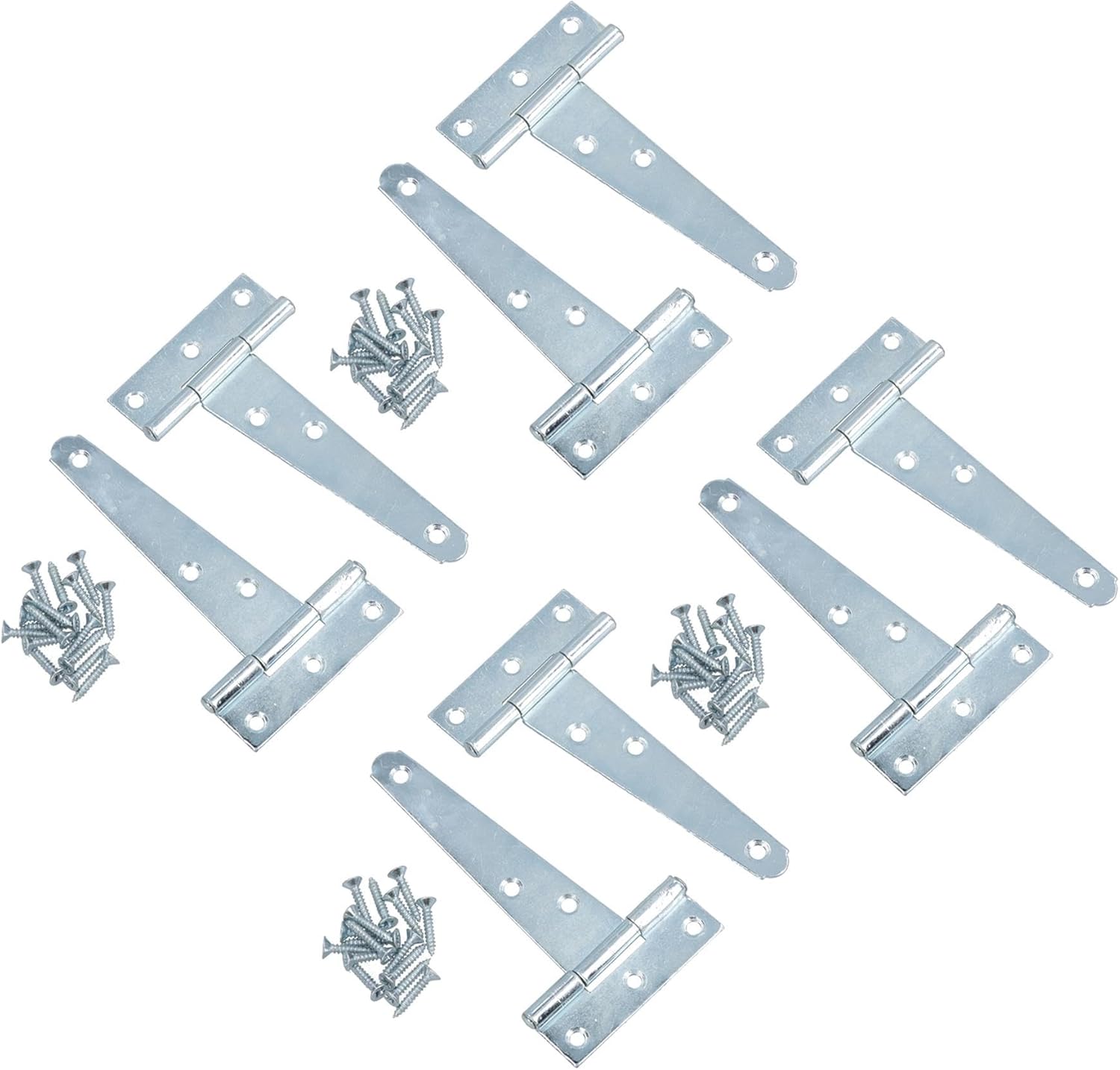 4in / 102mm Heavy Duty T Tee Hinges for Shed + Garden Gates Zinc Plated 8pc
