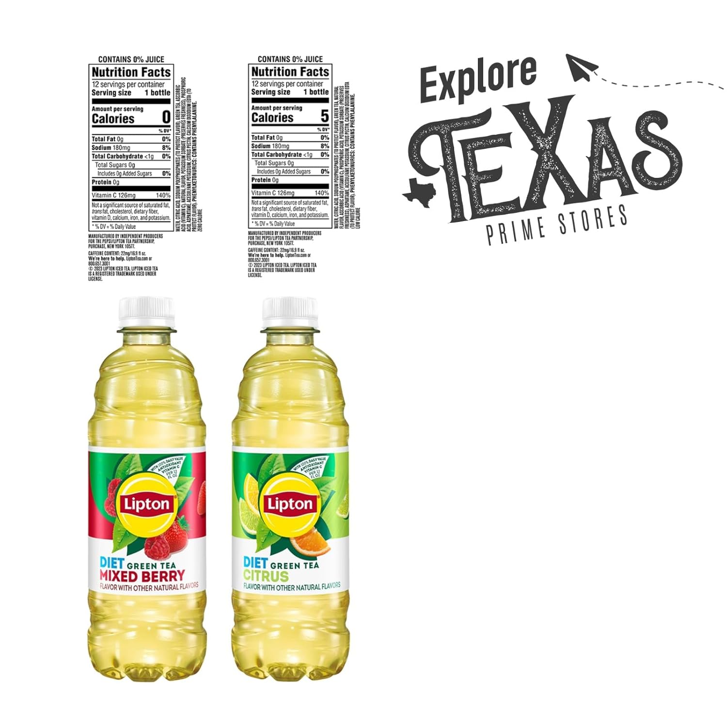 Lipton Diet 12-Pack 6 Diet Mixed Berry Iced Green Tea + 6 Diet Citrus Iced Green Tea Plastic Bottle 16.9 fl oz