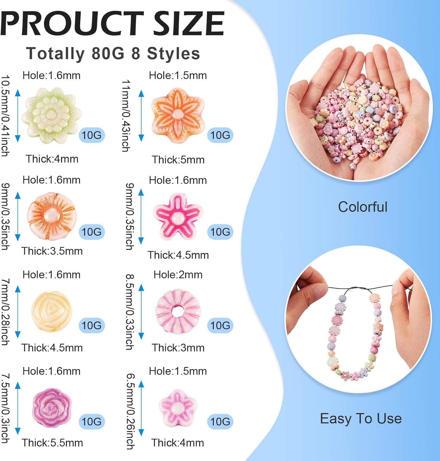 Craftdady 80G Acrylic Flower Beads for Jewelry Making Assorted Tiny Flower Spacer Beads Cute Floral Plastic Craft Beads Sunflower Rose Beads for Summer Jewelry Making DIY Necklace Bracelet Lanyard - Image 2