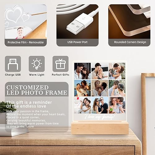 Miniatura 5 de Marcos de fotos personalizados con fotos, regalos de fotos personalizados para boda, aniversario, cumpleaños, día de la madre, día del padre, marco