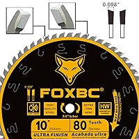 Vista 3 de FOXBC Hoja de sierra de mesa de 10 pulgadas, 80 dientes, corte ultra fino de madera, eje de 5/8 de pulgada