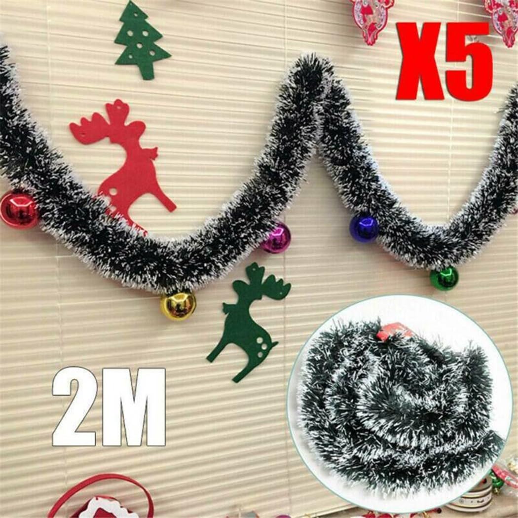 Guirnalda de espumillón para Navidad, Guirnalda navideña de 5 uds 2M con oropel Grueso,