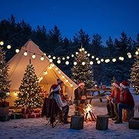 Vista 6 de 25ft Outdoor Christmas LED String Lights,G40 Frosted White Globe Lights with 27pcs Plastic Bulbs,Round Bulb Christmas Lights for Indoor/Outdoor