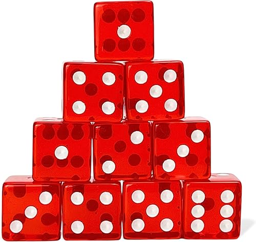 Luck Lab Paquete de 10 dados de 0.748 in Dados acrílicos y translúcidos D6, cuadrados con borde redondeado para casino, dados, RPG MTG DND juegos