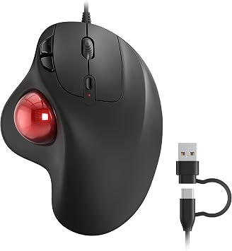 ماوس Nulea M509 Trackball سلكي، تصميم مريح، تحكم سهل بالإبهام، تتبع دقيق وسلس، واجهة 2 في 1 من النوع A والنوع C، متوافق مع أجهزة الكمبيوتر الشخصية والكمبيوتر المحمول وأجهزة Mac وWindowsRed.