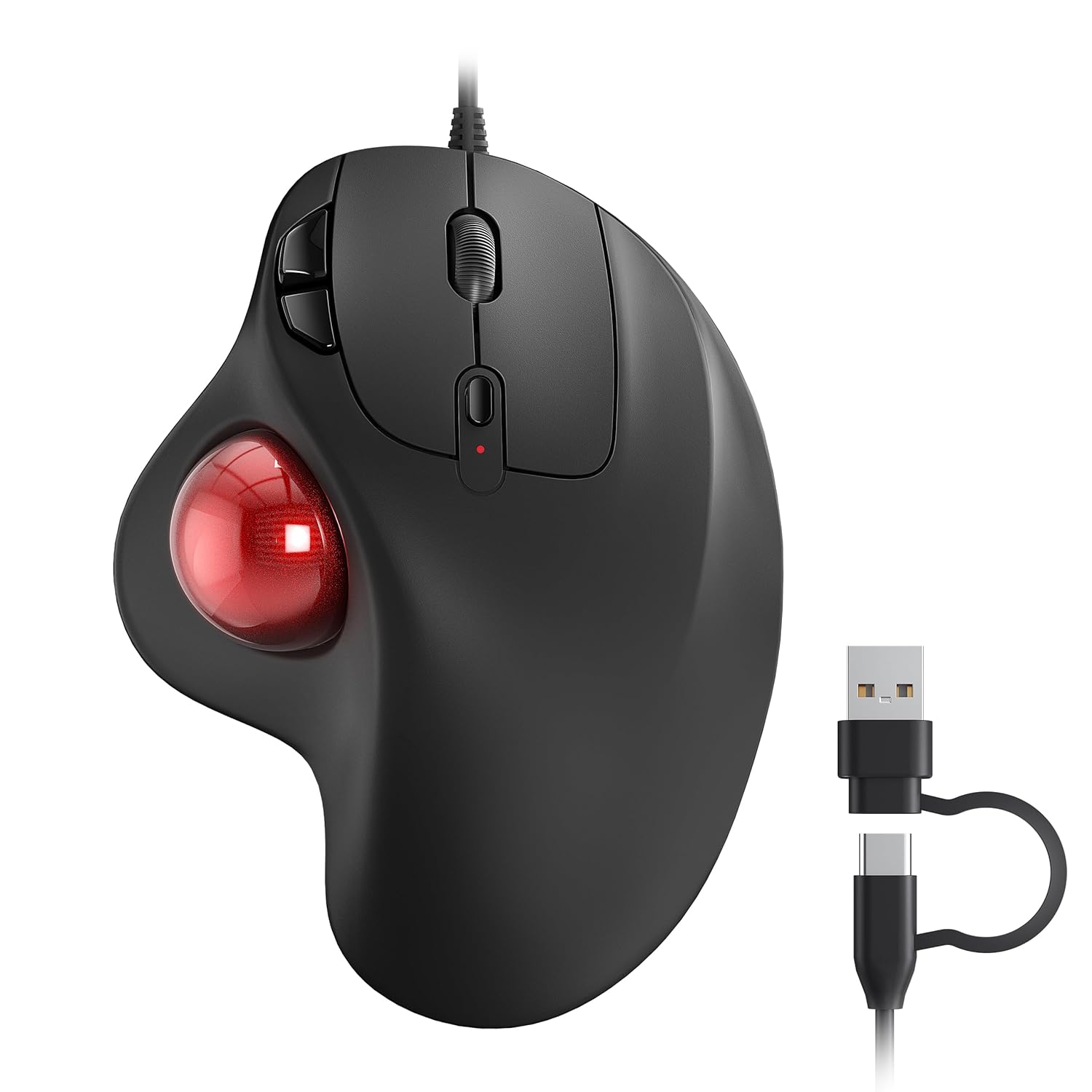 Nulea M509 Trackball Mouse Wired Ergonomic Design Easy Thumb Control Precise Smooth Tracking 2-in-1 Interface Type A Type